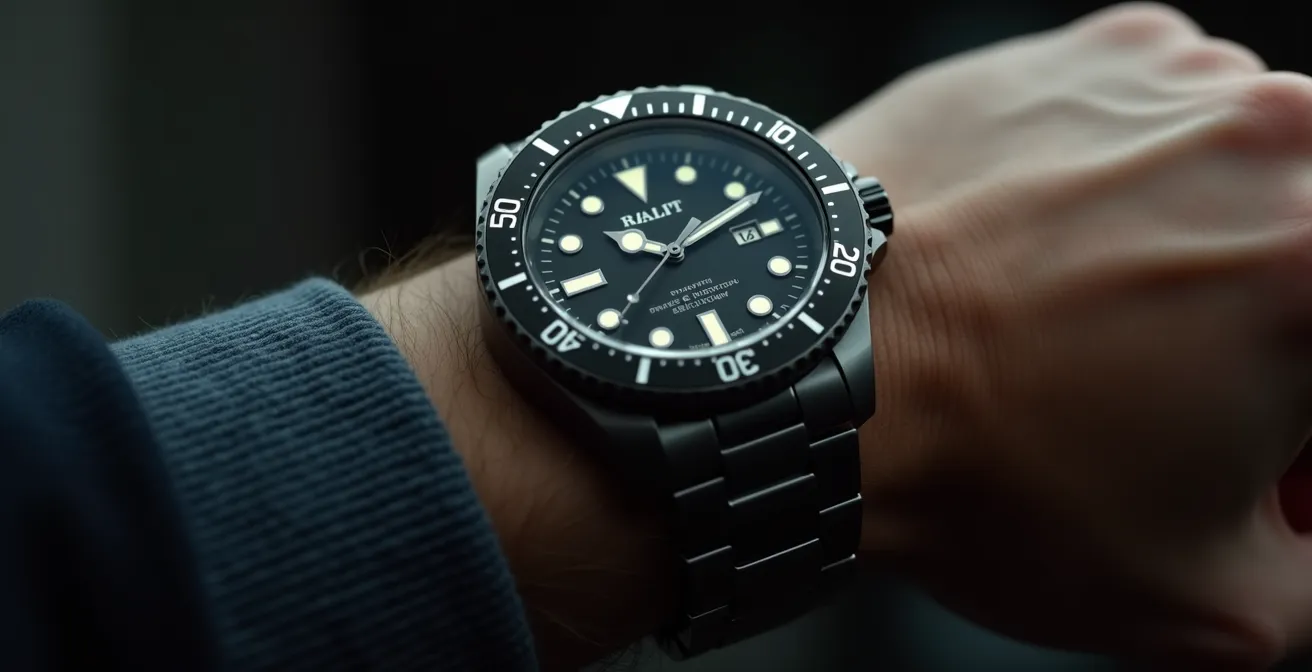 Montre Ralf Tech robuste avec bracelet en acier sur poignet masculin